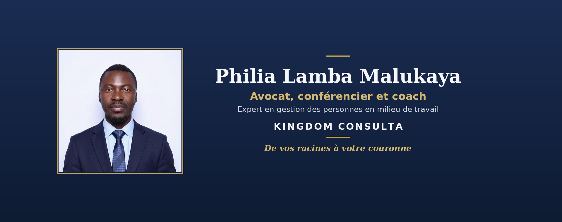 Philia Lamba Malukaya, avocat, conférencier, coach et fondateur de kingdom consulta.